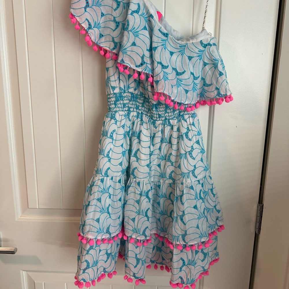 Blue and White NOT A KIDS Dress with Pink Accents